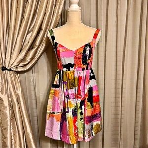 Ali Ro abstract silk corset cocktail dress